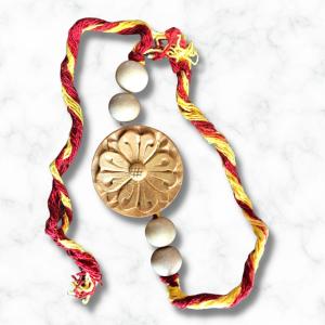 Periwinkle floral Wooden Rakhi