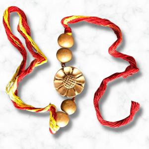 Buddha floral Wooden Rakhi