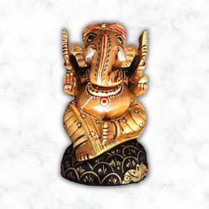 Gold Leaf Wooden Ganesha Murti