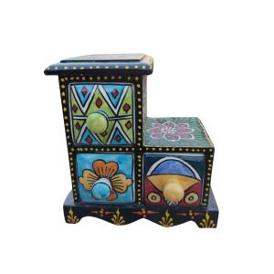 Garden Blue Pottery Wooden Ceramic Jewellery Box