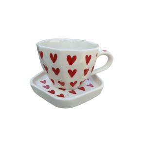 ceramic hearts coaster and mugs set