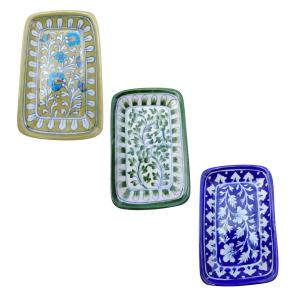 Blue Pottery Ceramic Rectangle Trays 8 inches in multiple colour options