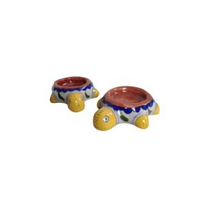 Turtle Blue Pottery Ceramic Tea Light Holders