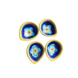 Blue Floral Blue Pottery Ceramic Diyas
