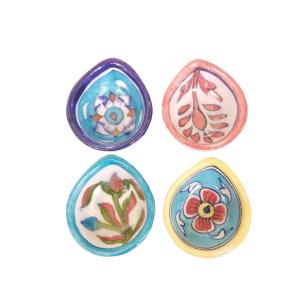 Assorted Floral Pattern Blue Pottery Ceramic Diyas