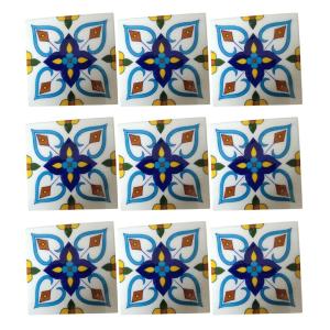 Print Pattern Blue Pottery Ceramic Tile 1