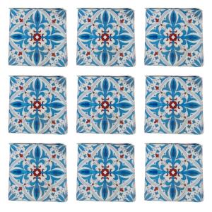 Print Pattern Blue Pottery Ceramic Tile 3