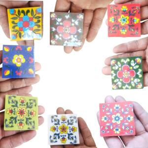Mini blue pottery ceramic tiles in multiple colour options