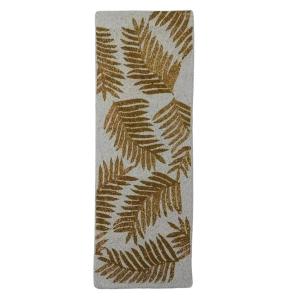 White Tropical Leaf Beaded Table Runner