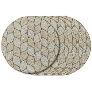 Snow Leaf Pattern Beaded Table Placemats