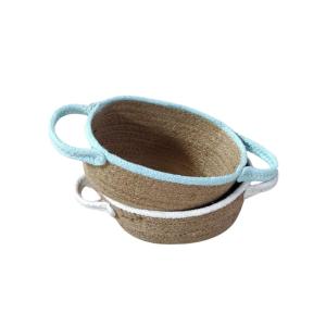 Oval Colour Piping Jute Gift Hamper Basket with Handles