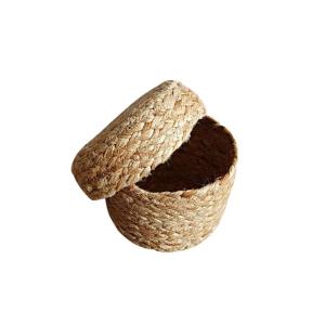 Round Jute Gift Hamper Basket with Lid S