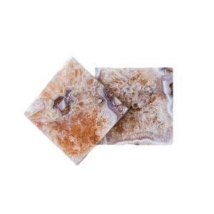 Brown Crystal Agate Square Coasters set of 2