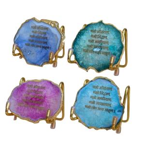 Namokar Mantra Crystal Agate Metal Frame