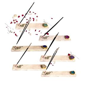 Ik Onkar Symbol Mable and crystal agate incense stick holders