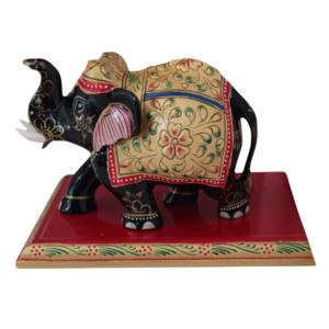 Full Gold Leaf Cloth Embellished elephant with base handcrafted wooden showpiece