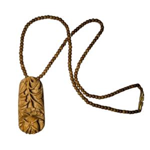 Rose Bloom Wooden Hand Carved Necklace