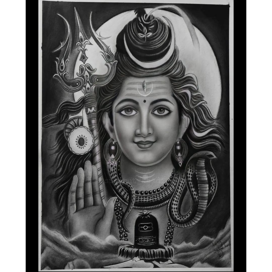 Shiva Drawing Parvati Sketch Recessed Framed Print by ergyselly | Society6