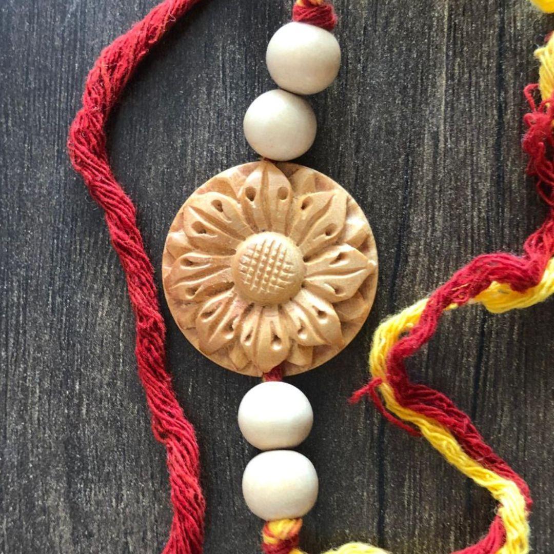 Narayana floral Wooden Rakhi