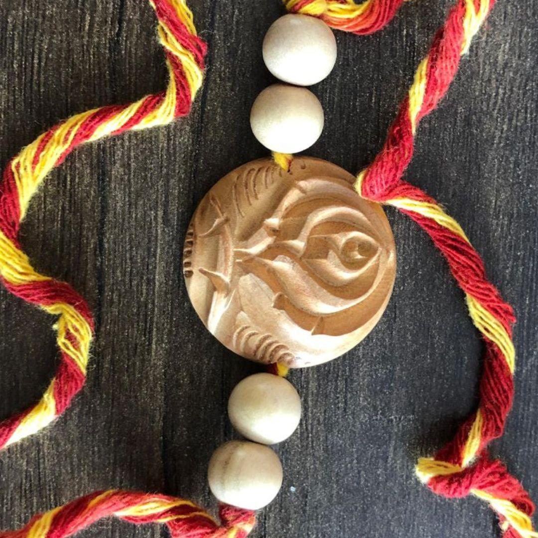 Punjabi Khanda Wooden Rakhi