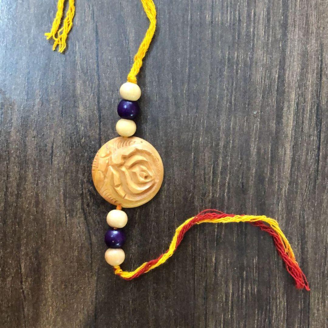 Colourful Rose Wooden Rakhi