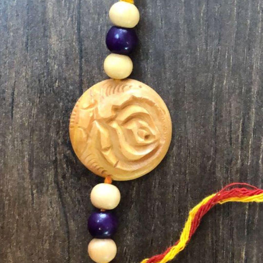 Colourful Rose Wooden Rakhi