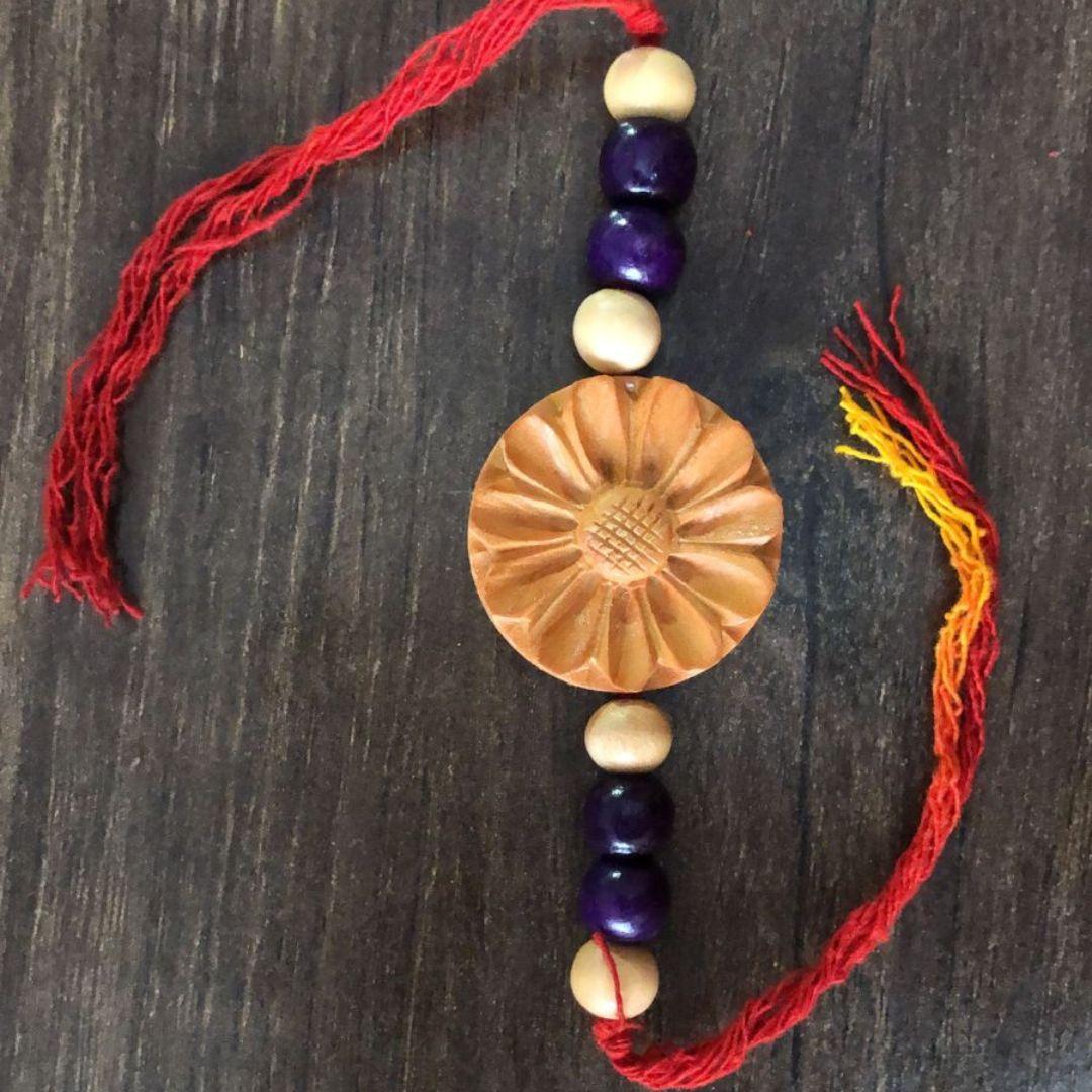 Colourful Floral Wooden Rakhi