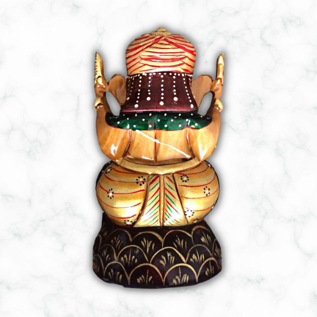 Gold Leaf Wooden Ganesha Murti