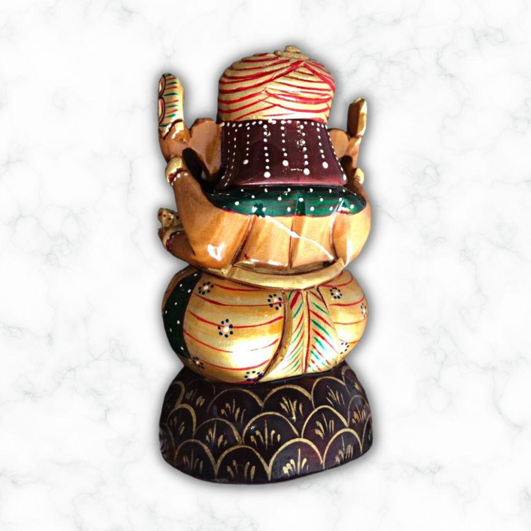 Gold Leaf Wooden Ganesha Murti