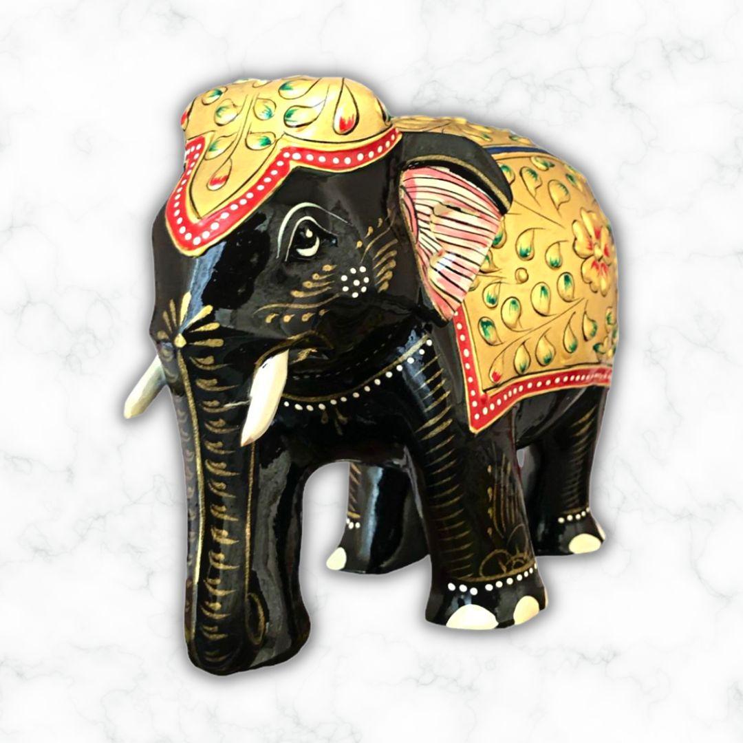 Gold Leaf Wooden Elephant Showpiece