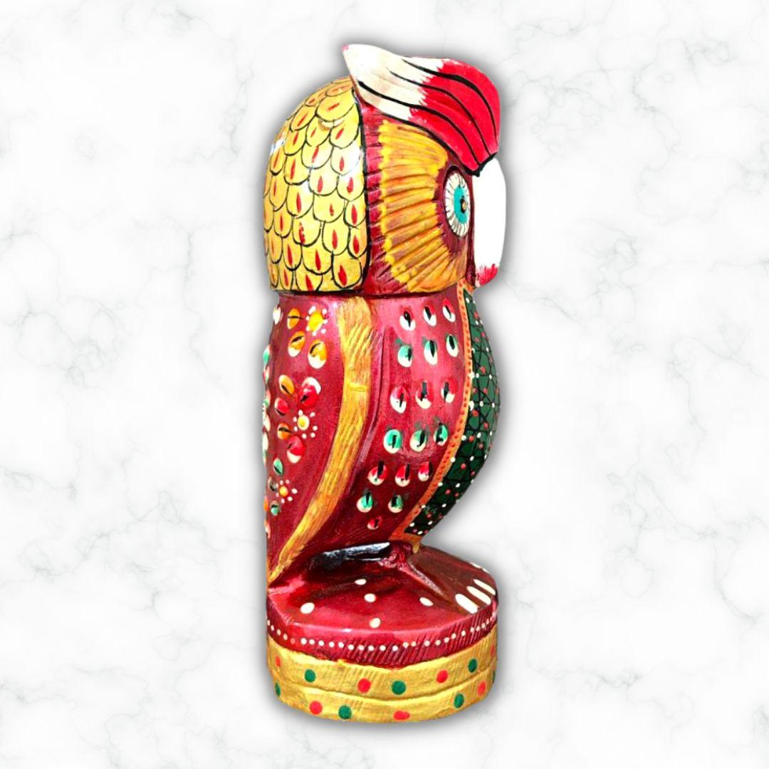 Wooden Ethnic Owl Showpiece