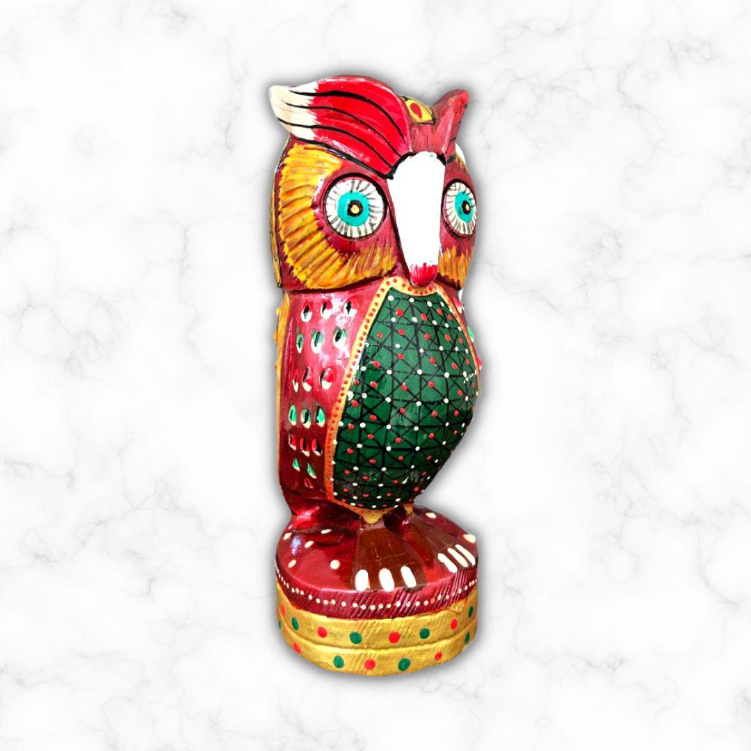 Wooden Ethnic Owl Showpiece