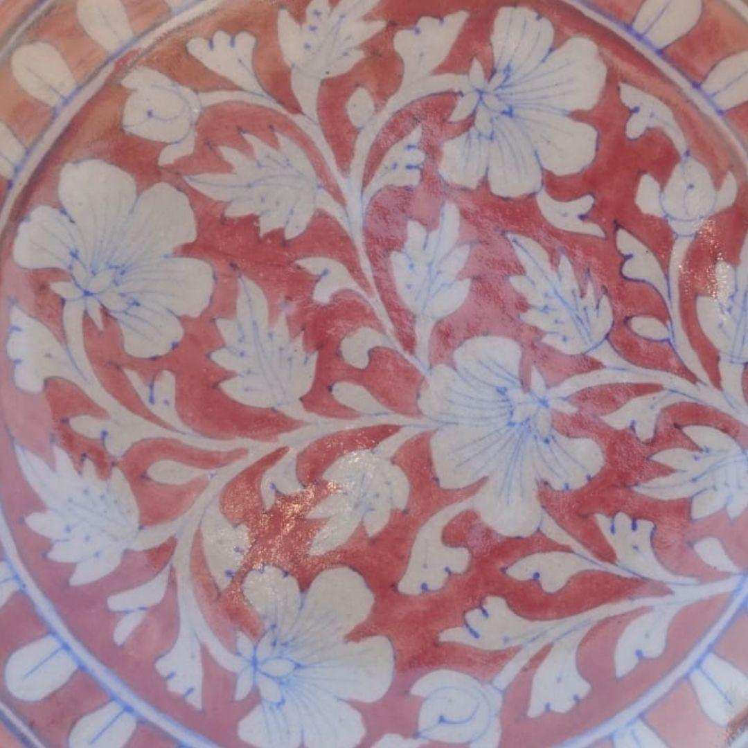 red sand garden blue pottery decor plate