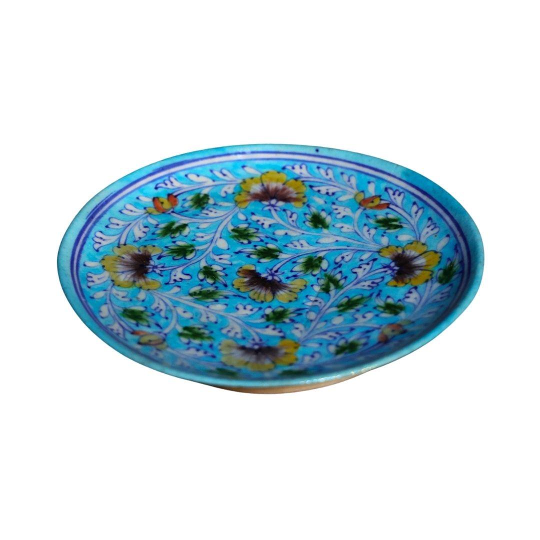 turquoise garden blue pottery decor plate