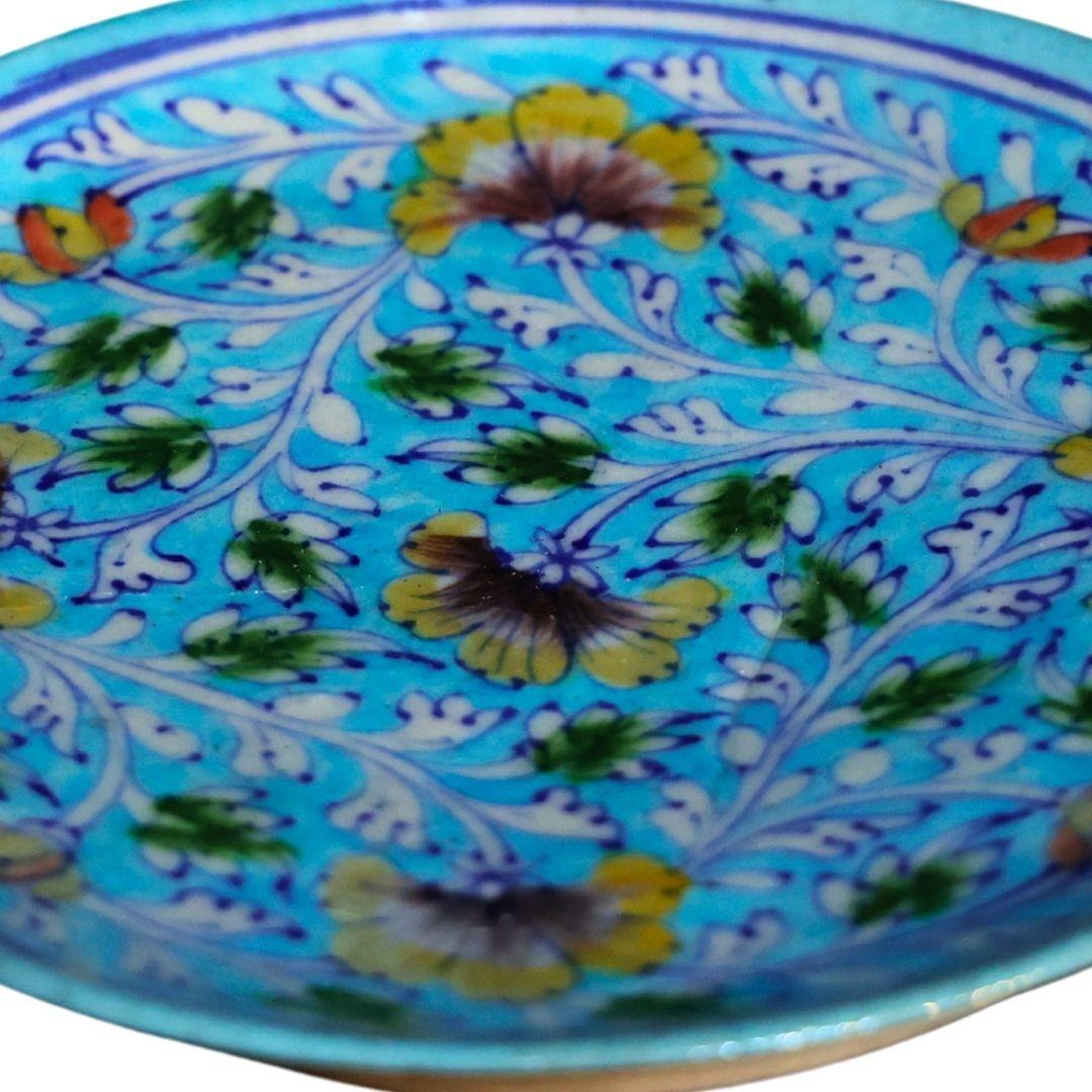 turquoise garden blue pottery decor plate
