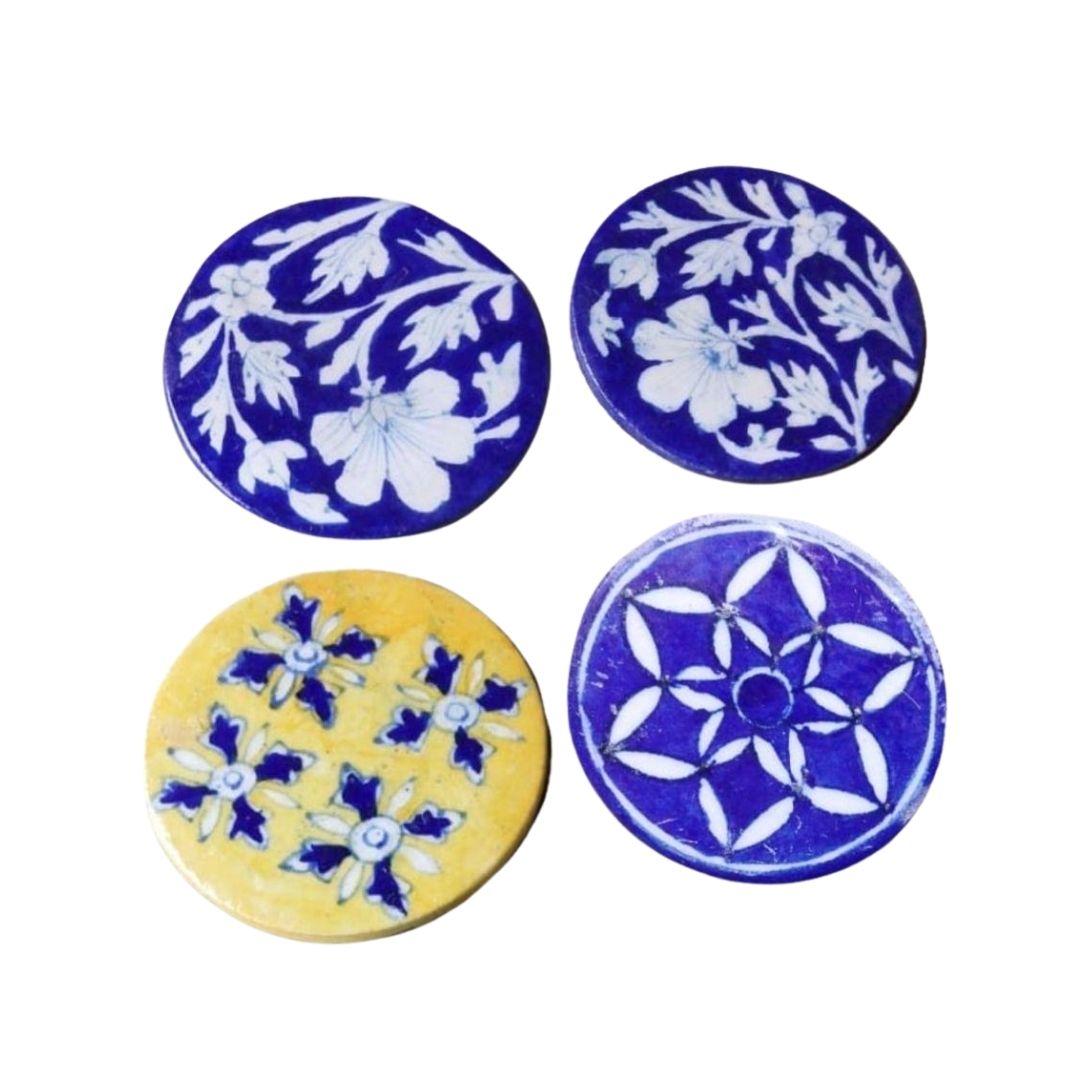 Turkish bloom blue pottery ceramic coasters