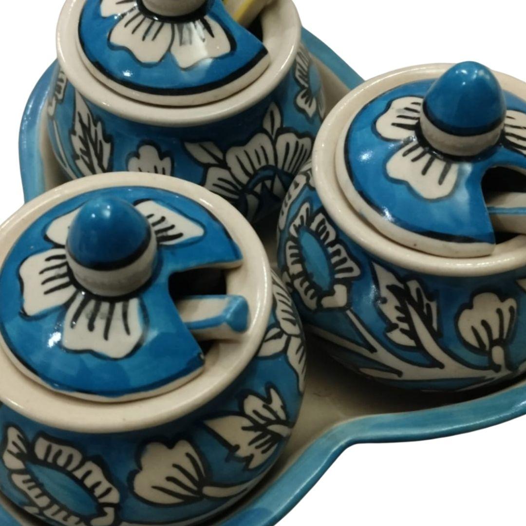 azure bloom Blue Pottery ceramic pickle jars