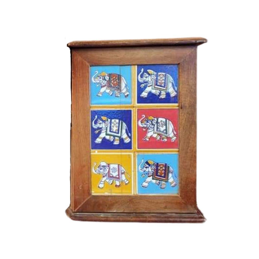 Wooden Elephant tiles serving tray