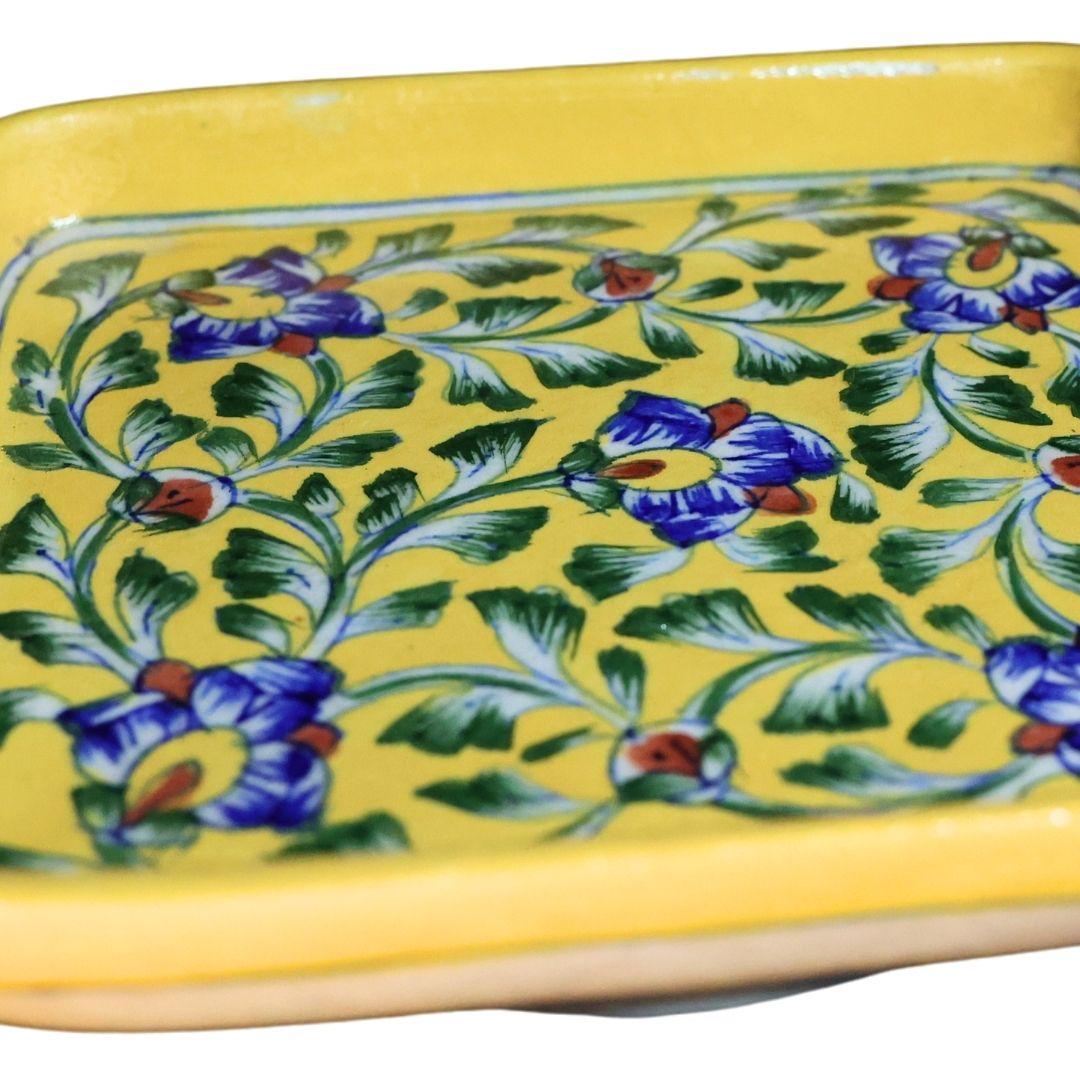 Floral Motif Square Serving Plate 4