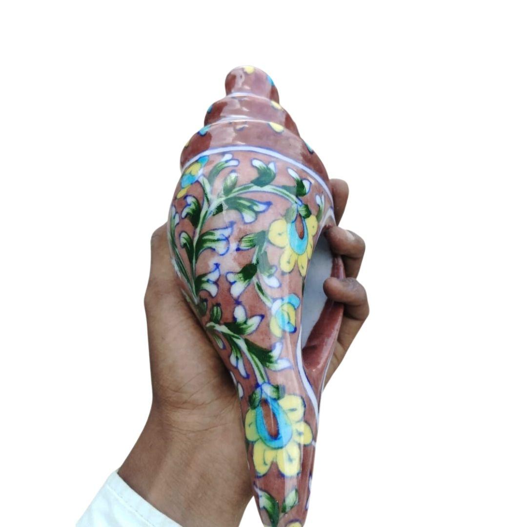 Blue Pottery Ceramic Conch Showpiece in 3 colour options