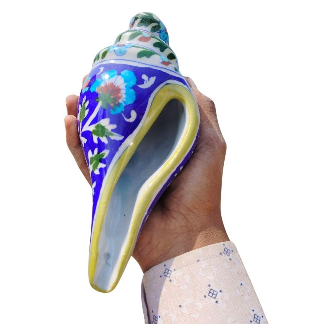 Blue Pottery Ceramic Conch Showpiece in 3 colour options