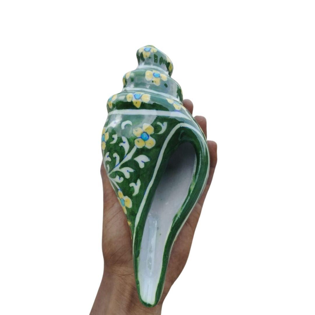 Blue Pottery Ceramic Conch Showpiece in 3 colour options
