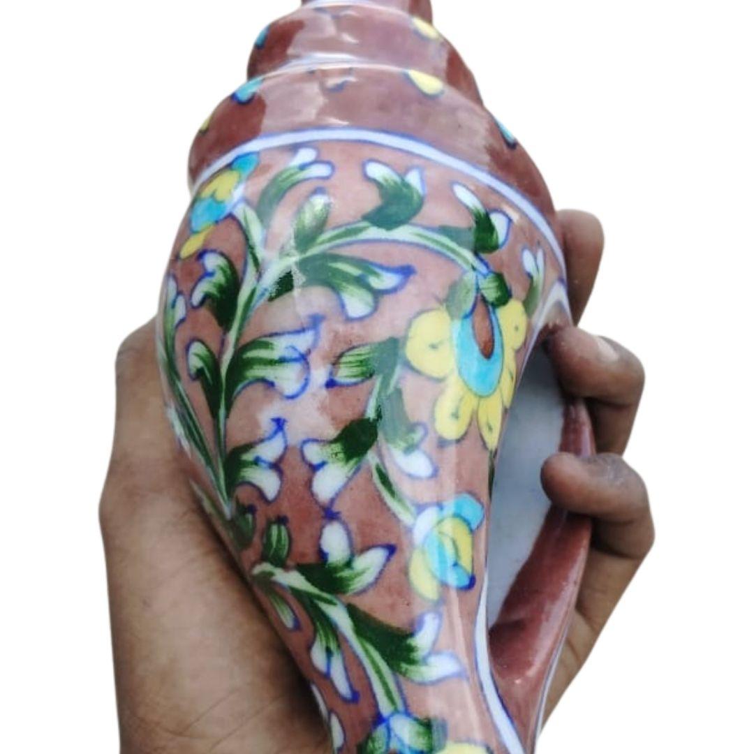 Blue Pottery Ceramic Conch Showpiece in 3 colour options