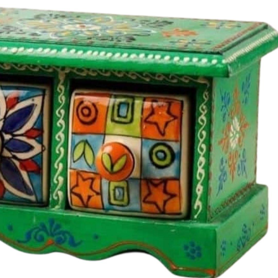 Dual Blue Pottery Wooden Ceramic Jewellery Box in 2 colour options