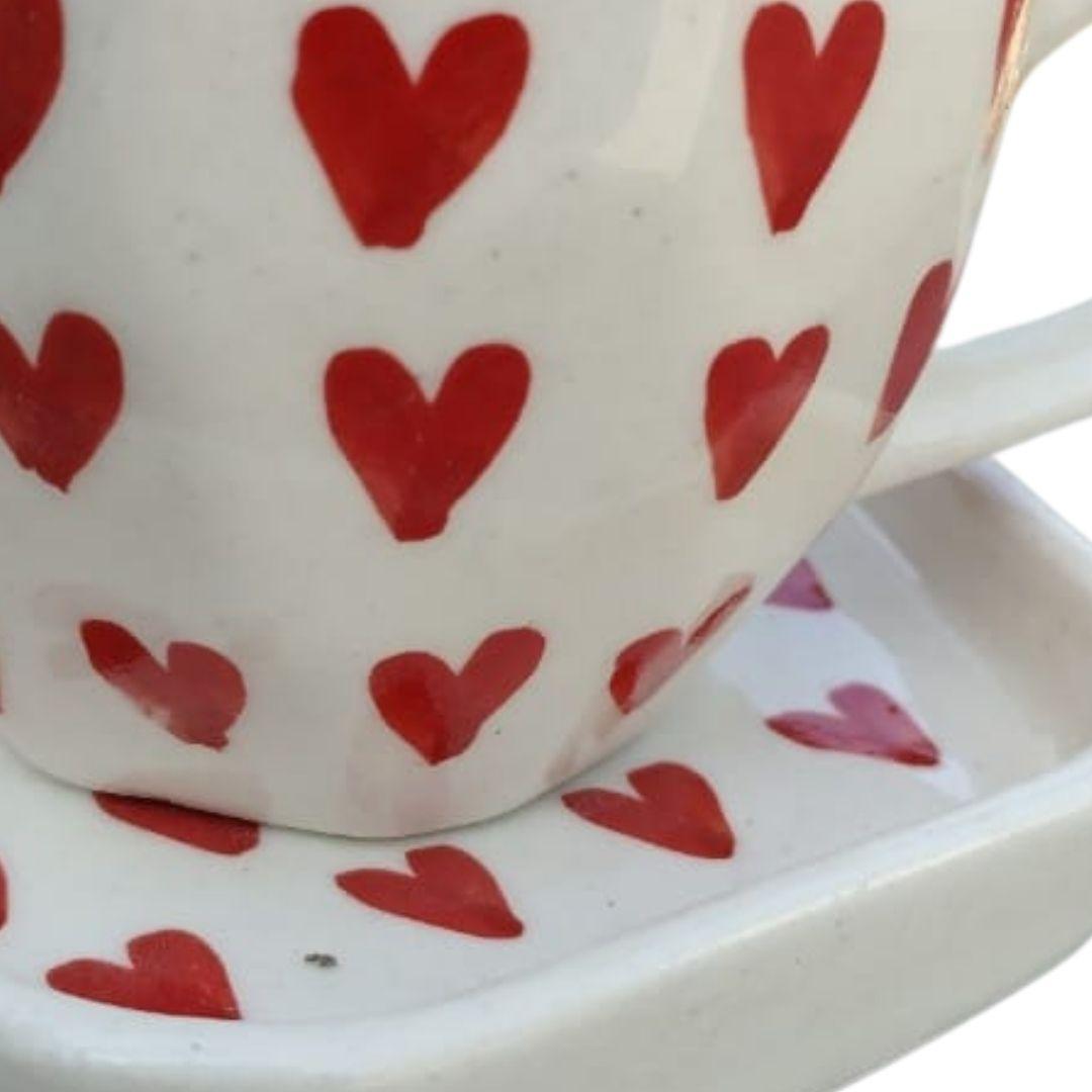 ceramic hearts coaster and mugs set