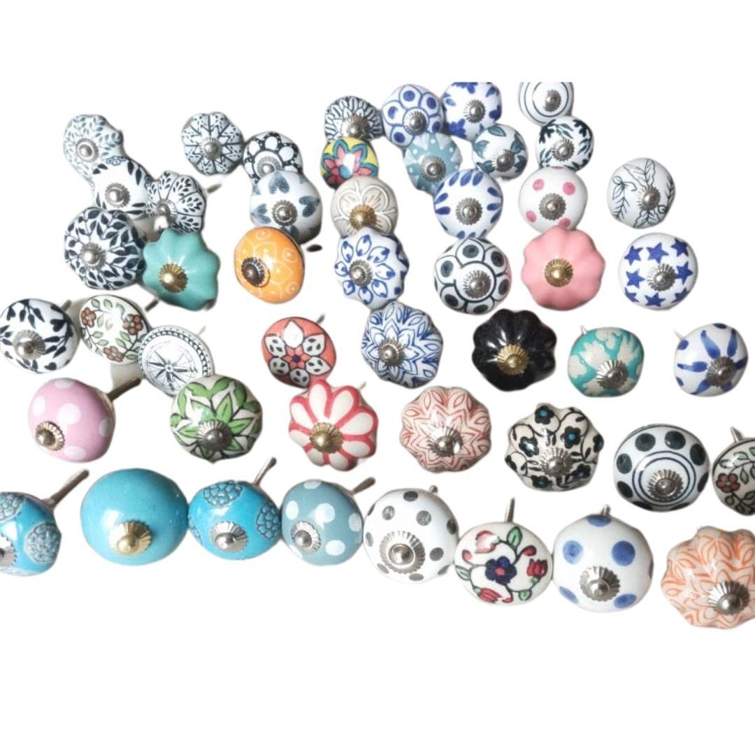 Assorted Blue Pottery Door Knobs