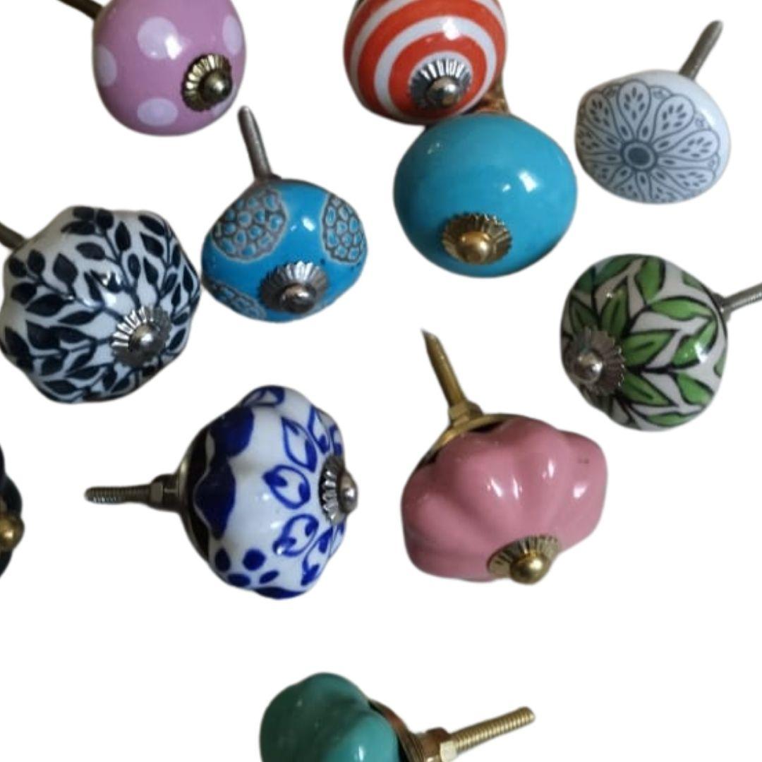 Assorted Blue Pottery Door Knobs