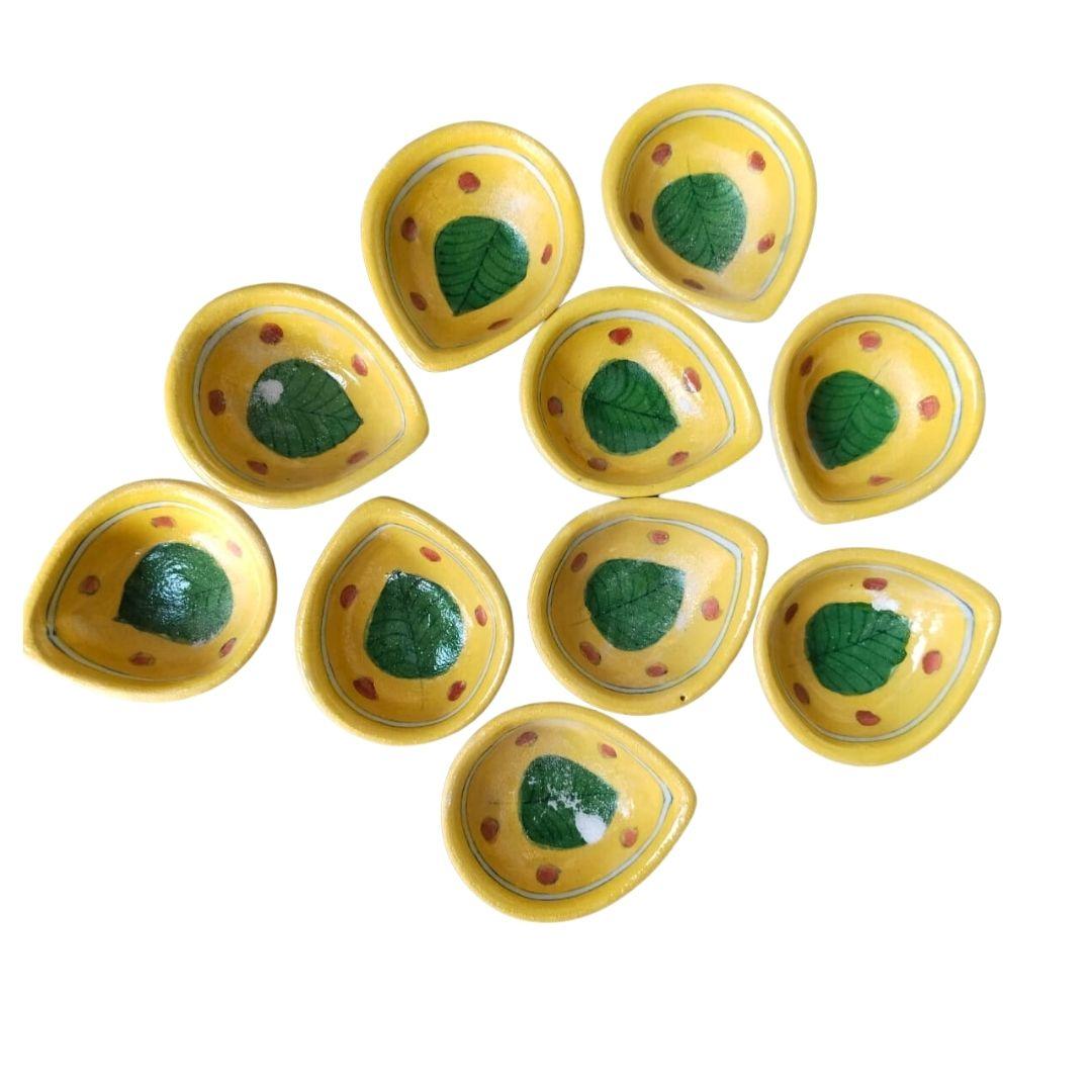 One Leaf Blue Pottery Ceramic diyas