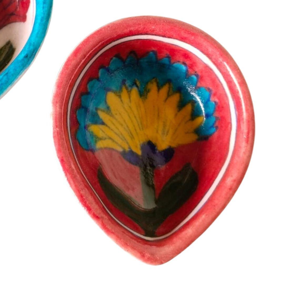 Assorted Bloom Blue pottery ceramic diyas