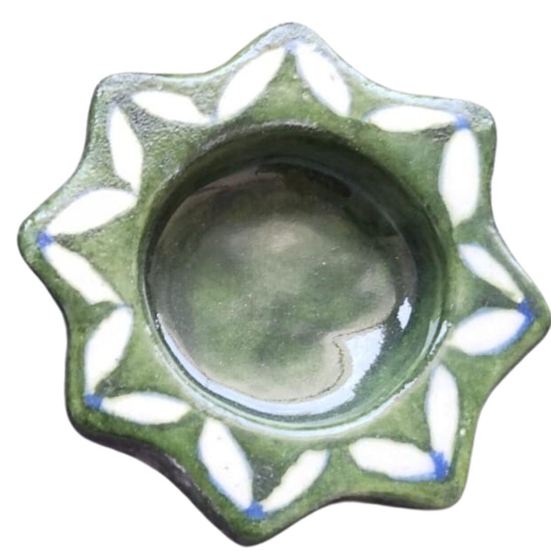 Green Blue Pottery tea light holders
